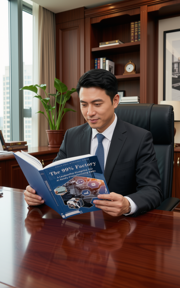 reading book in office